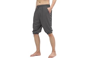MOGENDA Men’s Pirate Shorts Medieval Viking Navigator Renaissance Banded Pants Gothic Linen Costume Shorts