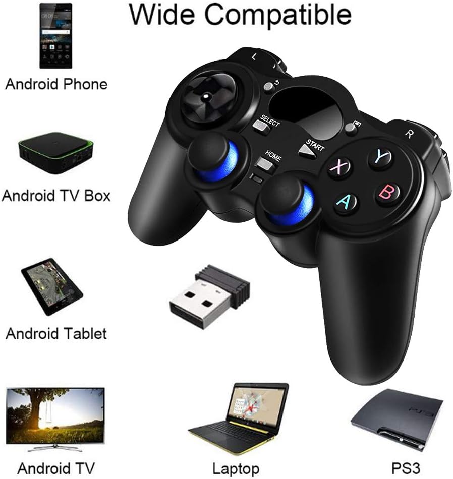 EIFFTER USB Wireless Gaming Controller Gamepad for PC/Laptop Computer(Windows XP/7/8/10) & PS3 & Android & Steam (Black1): Computers & Accessories