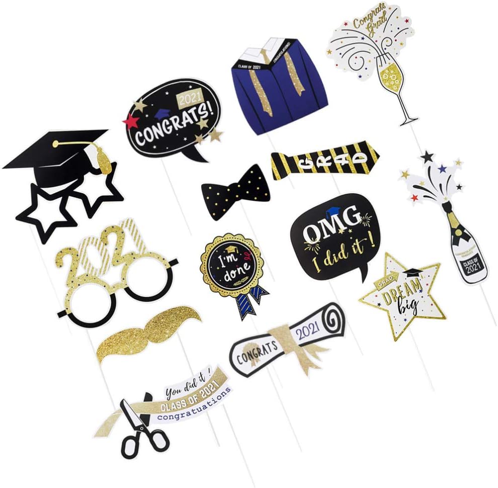 Amazon Co Jp Lurrose フォトプロップス 21卒業式 変装 写真の小道具 卒業式写真 イベント プロップス パーティー用 14点セット おもちゃ