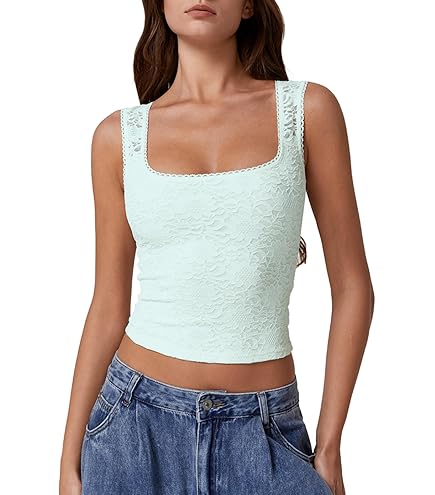 Women's Wide Straps Tank Tops Y2k Multi Tiered Layered Crop Top