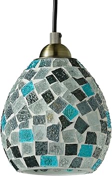 Amazon Venus Lighting ステンドグラス ペンダントライト モザイク 灰青 Aq 玄関 リビング ベッドルーム ダイニング 吹き抜け キッチン 寝室 北欧 レトロ モダン アンティーク 照明器具 天井照明 Led対応 E17 Venus Lighting ペンダントライト 通販