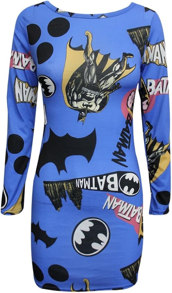 Oromiss Womens Batman Dresses, Blue, M/L Amazon.co.uk Clothing