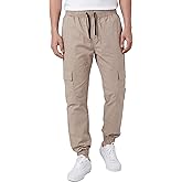 ITALYMORN Khaki Cargo Joggers for Men Elastic Ankle and Waist Casual Chino Hiking Pants Summer