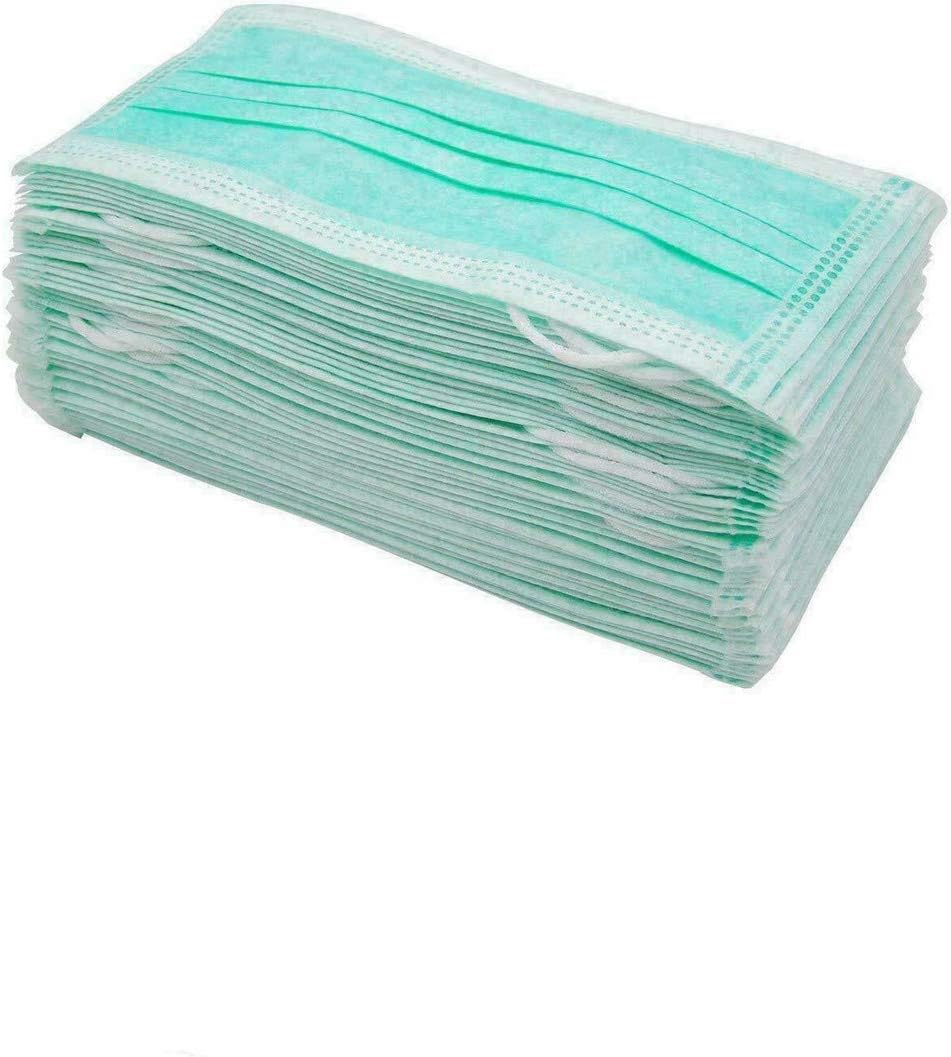 Pack of 10 x Professional S-u-r-g-i-c-a-l M-A-S-K-S Standard Vacuum Sealed Bag Green Disposable 3-ply Ear Loop F-A-C-E M-A-S-K-S One Size