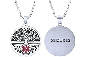 RENYILIN Stainless steel tree of life medical alert ID emergency first aid necklace