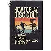 Msticey How to Play Disc Golf Microfiber Disc Towel with Clip, Great Disc Golf Gifts for Grandpa, Dad, Father's Day, Accessories for Men, Women