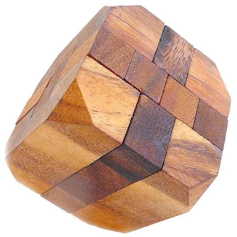 Logica Puzzles art. Diamond Mini - 3D Brain Teaser in Fine Wood - Difficulty 4/6 EXTREME - Collection Leonardo da Vinci