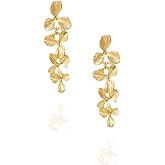 WASAIE Leaf Dangle Earrings,Trendy Gold Plated Dangling Earrings for Brides Formal Earrings for Women Lady Prom Party