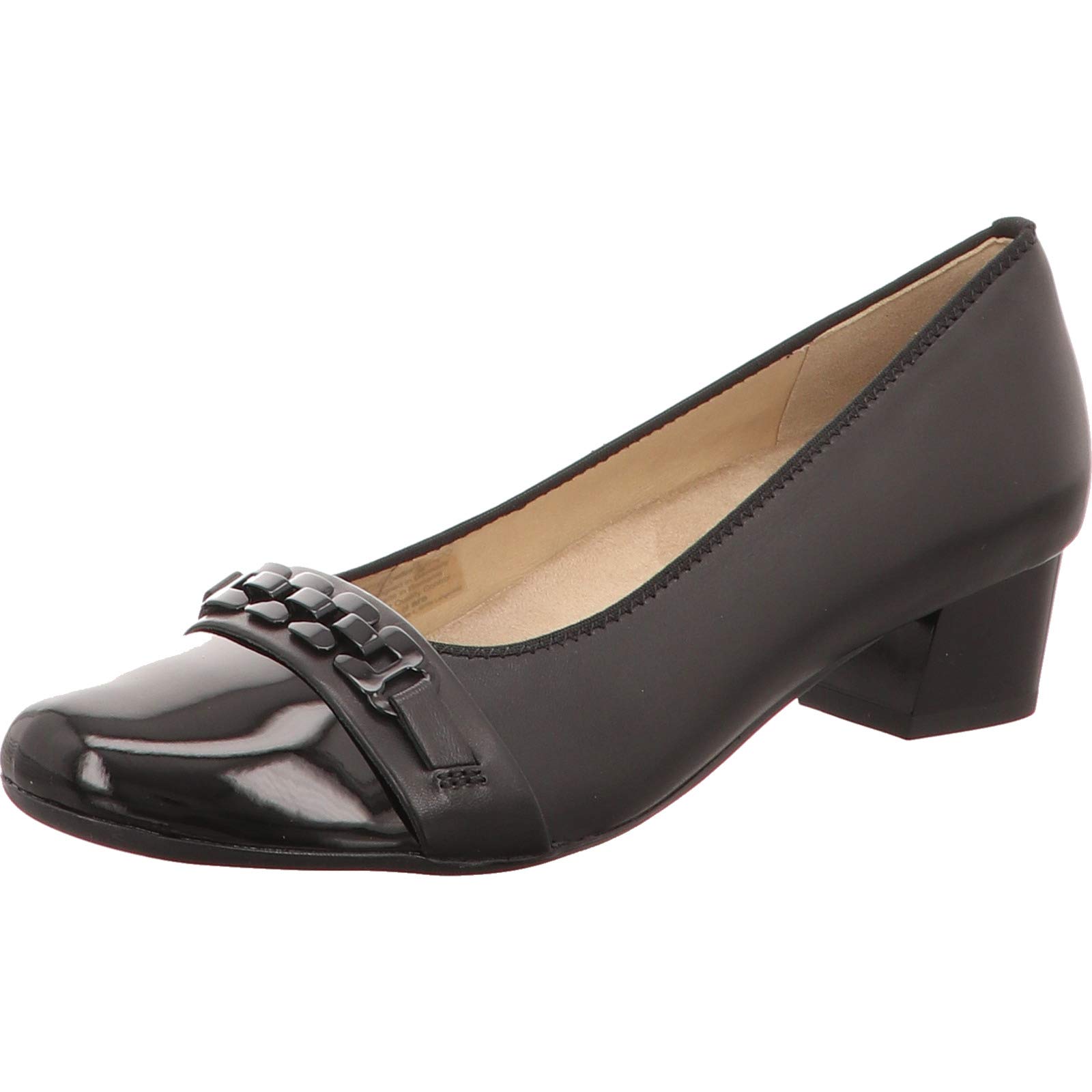 12-45880 Nizza Highsoft Black Leather Wide Fit Court Shoe