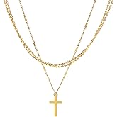 Fviswiak Gold Cross Necklace for Women 14K Gold Plated/Silver Layered Cross Choker Dainty Tiny Double Sideway Cross Pendant Necklace Trendy Jewelry Gifts for Women