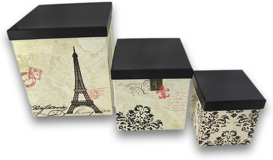 Paris Themed Nesting Storage Boxes Set of 3 Amazon.co.uk Kitchen & Home