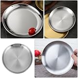 DOITOOL Metal Serving Tray Pizza Baking Round Stainless Steel Dish BBQ Oven view 6