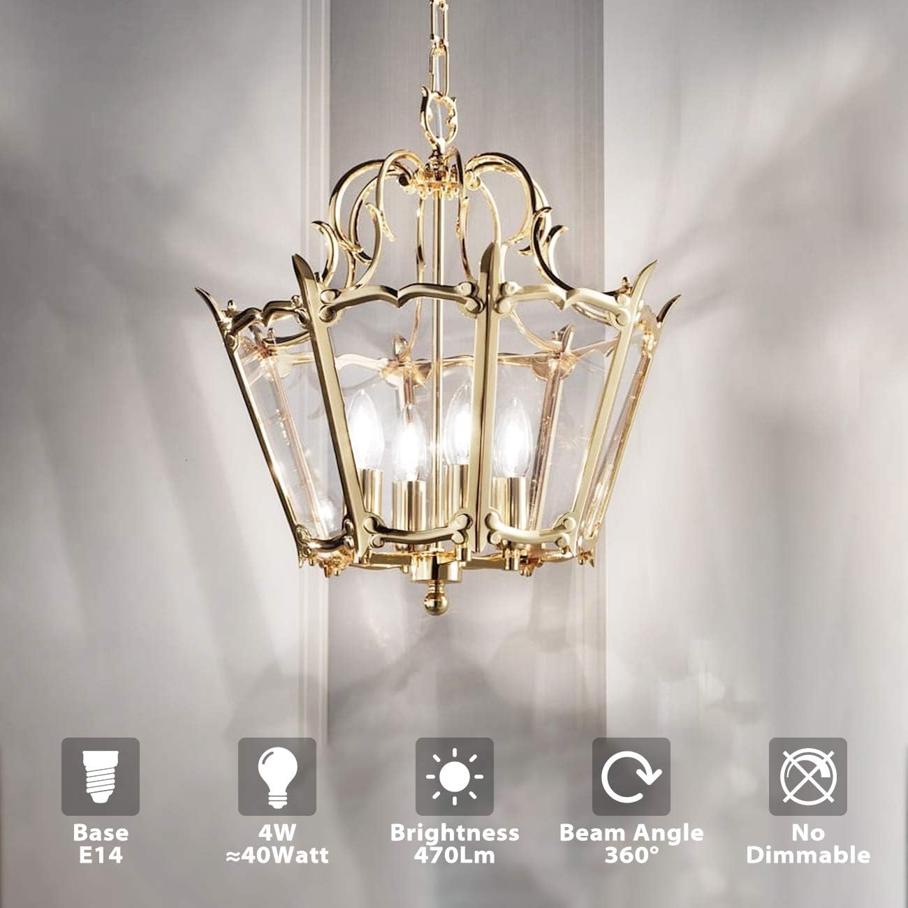 LVWIT Daylight E14 LED Candle Filament Light Bulbs,40W Incandescent Equivament,C35 Edison Screw (SES) Candle Bulbs,470Lm,6500K - Image 3
