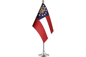 GentleGirl.USA Georgia State flag Georgia GA Flag, Small Mini Georgia State flag Desk Flag stick Office Table Flag on Stand Base,Festival Events Celebration decoration,Desk decoration,home decoration