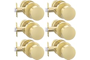 Goldenwarm Gold Door Knobs Interior, Heavy Duty Zinc-Alloy Privacy Brushed Gold Interior Door Knobs, Brushed Brass Indoor Doorknobs for Bedroom, Bathroom (6 Pack)
