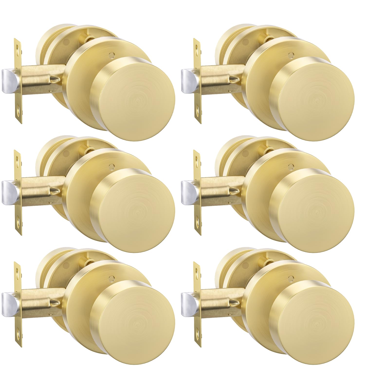 Photo 1 of goldenwarm Gold Door Knobs Interior, Heavy Duty Zinc-Alloy Privacy Brushed Gold Interior Door Knobs, Brushed Brass Indoor Doorknobs for Bedroom, Bathroom (6 Pack)
