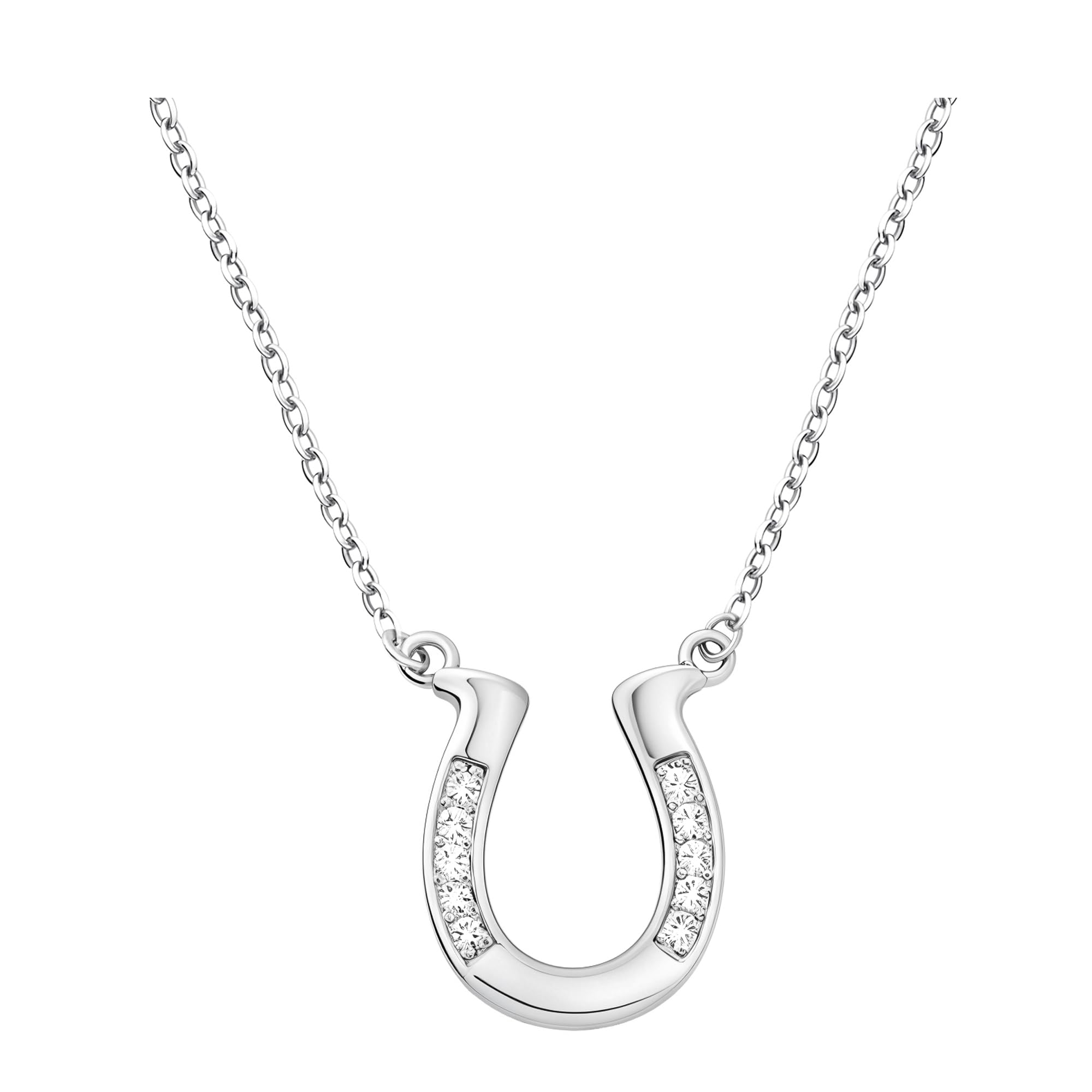 Sofia Milani - Women's Necklace 925 Silver - with Zirconia Stones - Horseshoe Horse Pendant - 50331