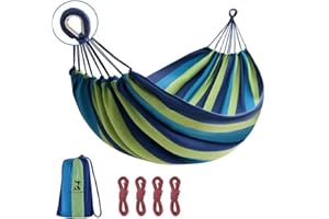KACHUAN BEAR Camping Hammock Comfortable Fabric Hammocks with Tree Straps for Travel Patio Garden, Hanging Sturdy Indoor/Outdoor Hammock Up to 660lbs Portable Hammocks with Travel Bag