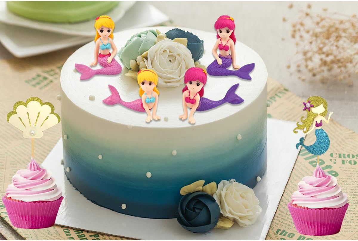 JINGYOU Cake Topper de Sirena Topper,Decoración de Pastel de Sirena