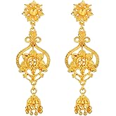 Efulgenz Gold Tone Indian Jewelry for Women Dubai Style Earring Set Indian Gold Tone Floral Jhumki Drop Dangle Earrings Indian Bridal Jewelry for Wedding Bollywood Fashion Jewelry