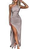 Memoriesea Women's Sexy One Shoulder Satin High