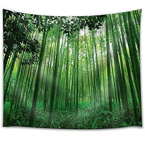 Leaves Framing a Bamboo Forest - Fabric Tapestry, Home Decor - 51x60 inches