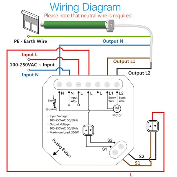 LoraTap Interruptor Persianas WiFi Rel de Persianas Temporizador Inteligente para Cortina Elctrica Control Remoto por Telfono Compatible con Alexa y Google Home para Control de Voz 300W