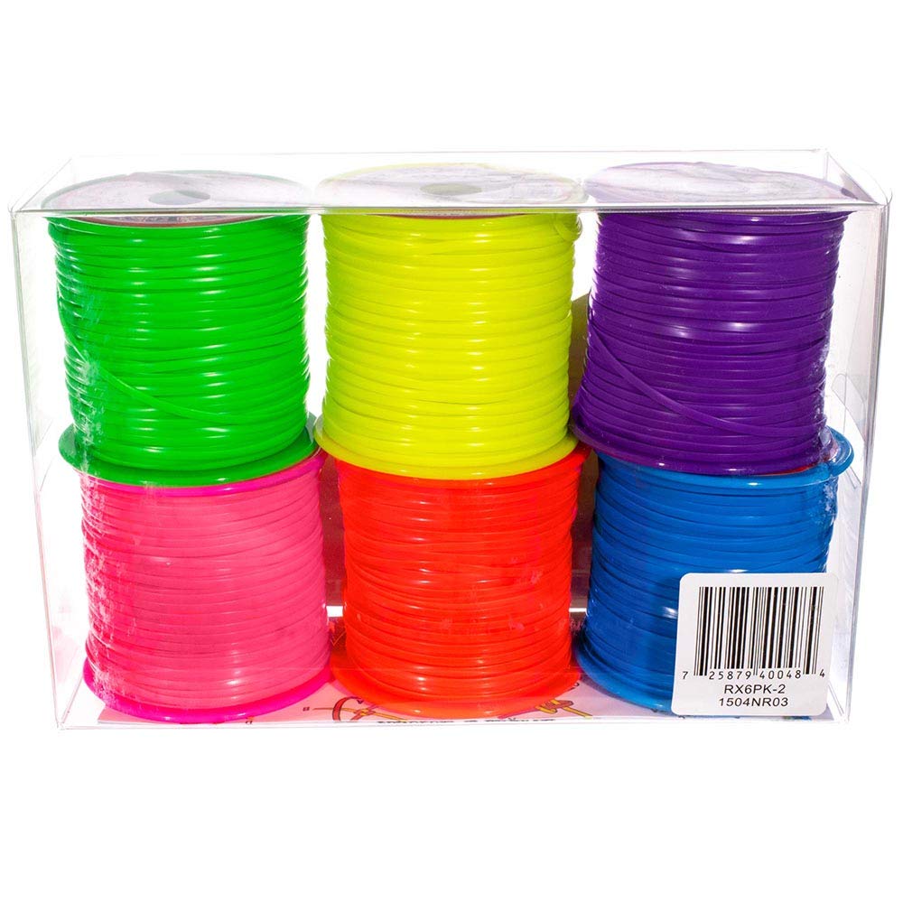 Craft County Neon, Rexlace 6 Pack - 50 Yard - 45 Meter Spools - Non-Toxic Plastic Lacing