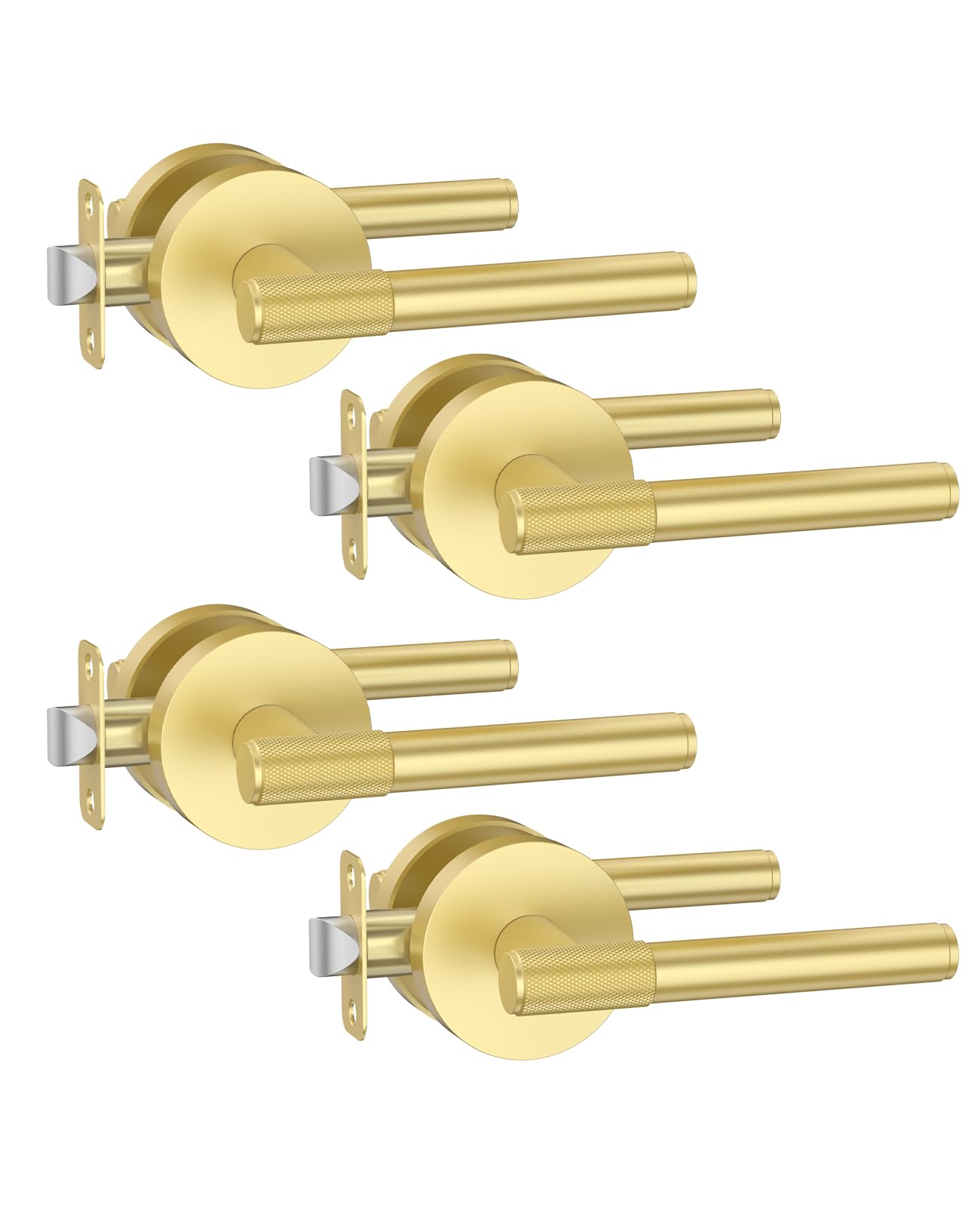 Photo 1 of Asidrama 4 Pack Passage Gold Door Knob with Lock, Brushed Gold Door Handles Interior for Bedroom or Bathroom, Heavy Duty Door Lever with Reversible Interior Door Handle for Left Right Sided Doors
