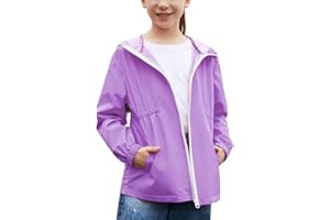 MODAFANS Girls Boys Rain Jacket Lightweight Waterproof Hooded RainCoats Windbreaker for Outdoor 4-13year