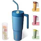 BJPKPK 40oz Tumbler With Handle And Fruit Infuser Insulated Tumblers With Lid And Straw Stainless Steel Travel Coffee Thermal Cup,Blue
