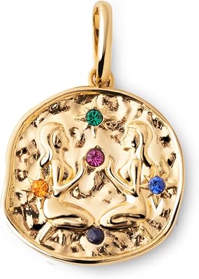 - Sternzeichen Charm. Messing mit 18 Kt Vergoldeter Beschichtung und Zirkonia. Schmuck für Damen. Zwillinge.