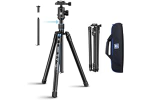 SIRUI Carbon Fiber Travel Tripod with E-10 360° Ball Head, 59.8” Compact Camera Tripod AT-125, Quick Release Reverse Folding 