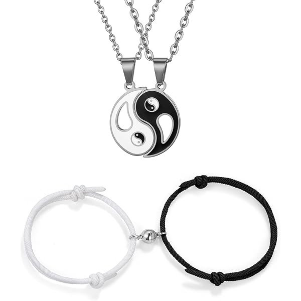 OIDEA His Queen Her King Matching Couples Jewelry Set - Stainless Steel Bracelets & Heart Necklace - View #7