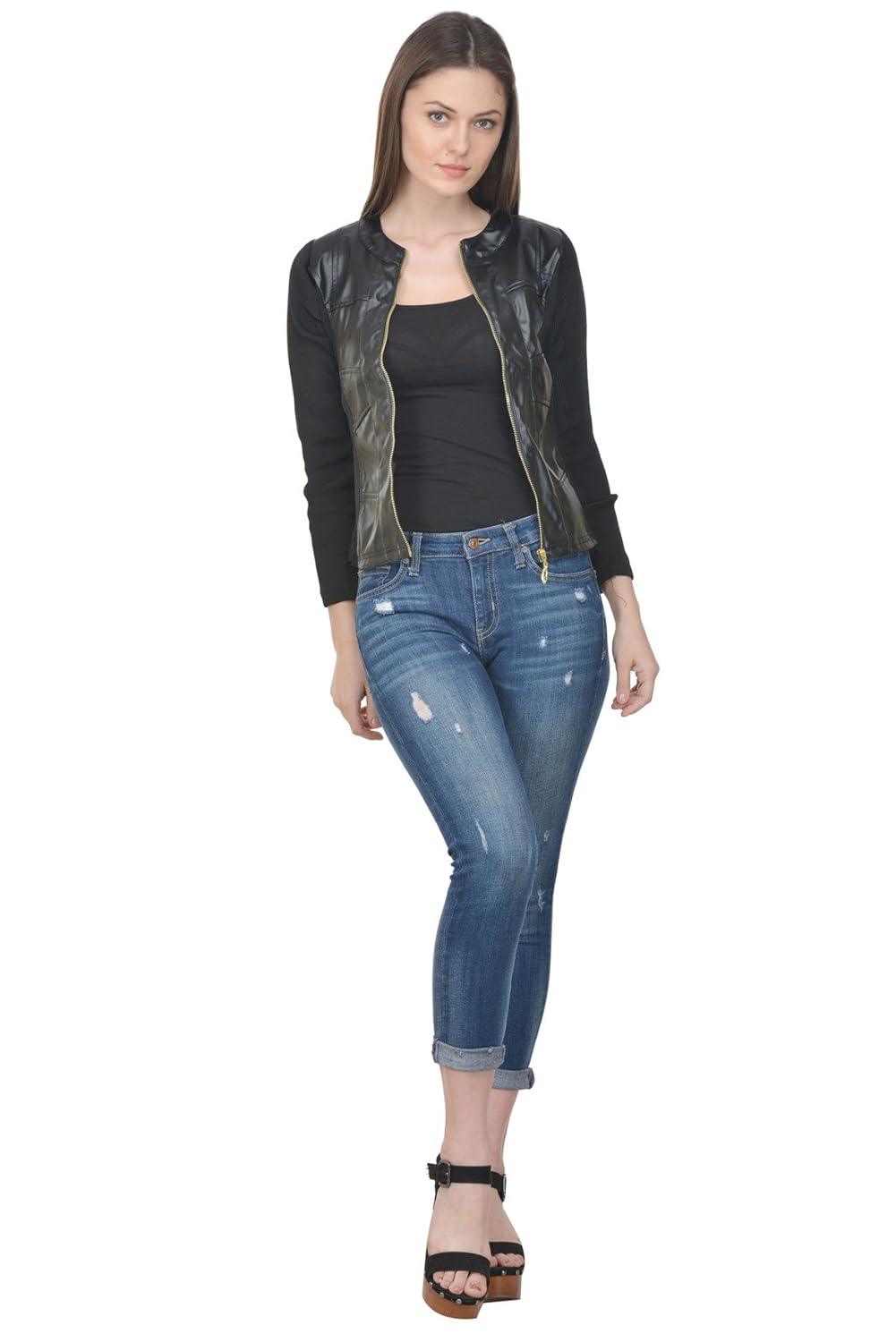 raabta fashion women's faux leather jacket(faux_101_black_small)