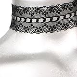 Twilight's Fancy Wide Scalloped Galoon Black Lace Ribbon Choker Necklace -- Size Small