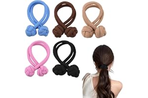 Knotted Hair Ties Chinese Knot Hair Elastics Bands for Women Hair Bobbles Ropes For Long Thick Hair Ponytail Holders 5 PCS Hi