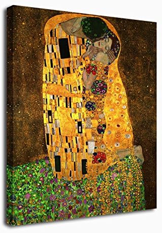 The Kiss 1908 by Gustav Klimt Painting Canvas Prints Wall Art Decor 30"x40" Framed Ready to Hang - Large Modern Painting Reproduction Giclee Artwork for Office Home Living Rood Bedroom Decoration