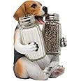 Beagle Puppy Dog Glass Salt and Pepper Shaker Set with Decorative Hound Display Stand Holder Figurine for Kitchen Counter Décor Table Centerpieces or Spice Rack Decorations As Gifts for Pet Lovers