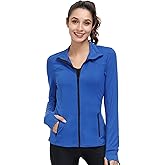 Dolcevida Women's Zip Up Running Jacket - Lightweight 4-Way Stretch Full Zip Workout Jacket with Thumb Holes & Pockets