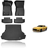 KELCSEECS Floor Mats & Cargo Liner Custom for Ford Mustang 2015-2026(NOT for Mustang Mach-E,Cargo Liner with Subwoofer),All Weather Protection Anti-Slip TPE Liners Full Set Mustang Accessories Black