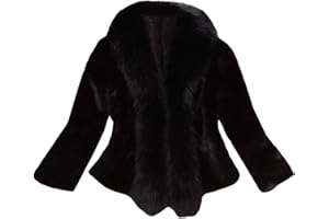 SEAOPEN Womens Teddy Coat Luxury Bridal Overcoat Elegant Thick Outerwear Warm Solid Cardigan Faux Fur Cropped Jacket