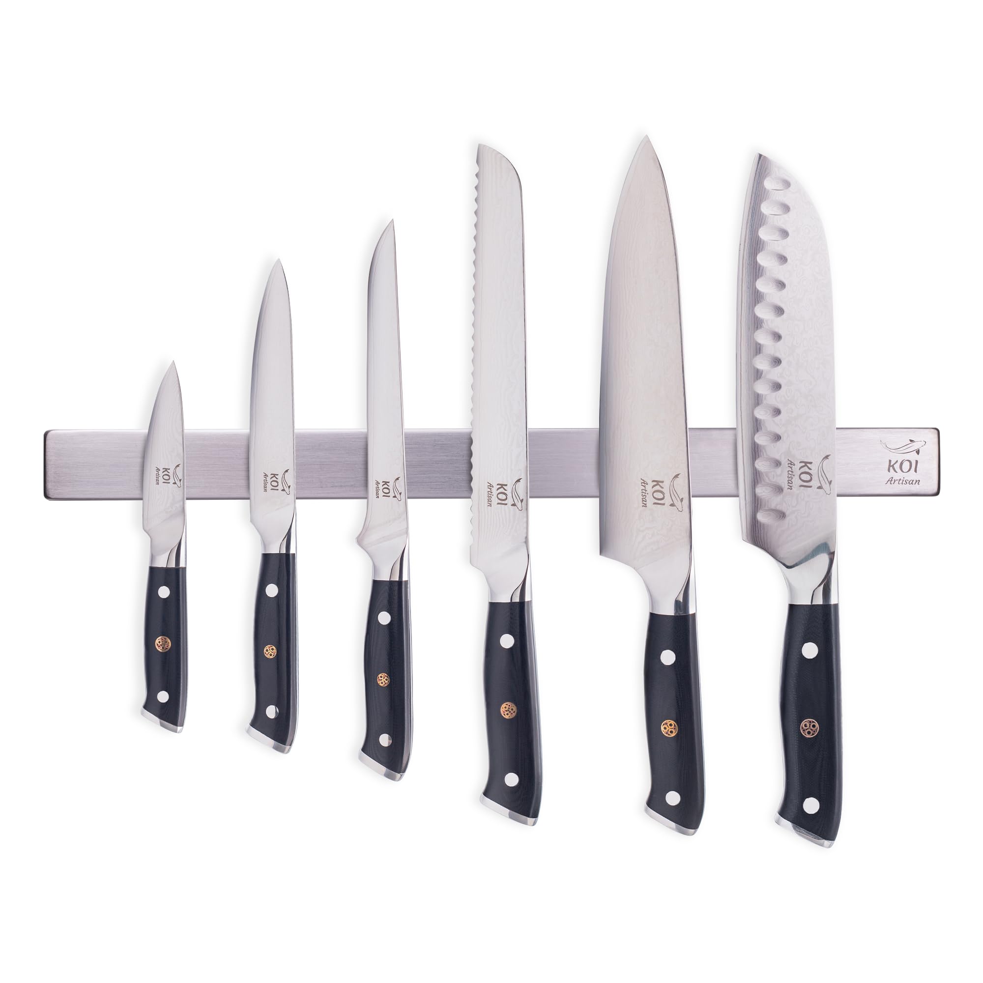 KOI Artisan Magnetic Knife Holder for Wall 40 cm (16") - Wall Mount Horizontal Knife Rack/Bar - Multi-Purpose Use Knife Bar Strip - Kitchen Utensil Holder - Tool & Art Organiser