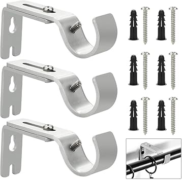 buzifu soportes para barra de cortina 3 unids soporte para cortinas de techo pared soportes de cortinas regulables y extensibles con tornillos y