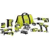 Ryobi 18-Volt ONE+ Lithium-Ion Cordless (10-Tool) Combo Kit with (1) 4.0 Ah Battery and (1) 1.5 Ah Battery, Charger and Bag