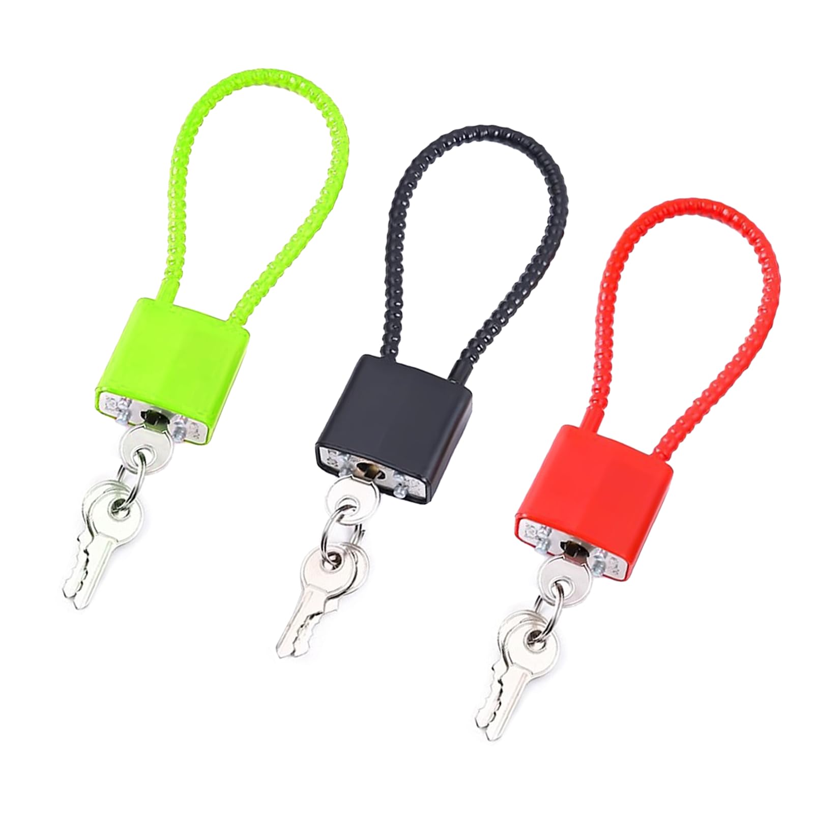 3 PCS Steel Rope Padlocks with Keys, Heavy Duty Padlock Flexible Chain Locks Outdoor, Long Wheelie Bin Padlock with Ring for Gate Bicycle Cabinets Gym Cable Suitcase Locker