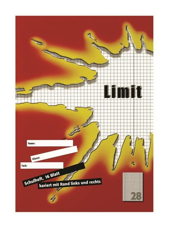 LIMIT Schulheft 10er Pack A4 Lineatur 28 - kariert mit Rand links und rechts 16 Blatt rot