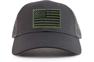 Armycrew Black Olive American Flag Patch Youth Size 6 Panel Trucker Baseball Cap