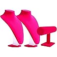 Comelyjewel Set of 3 9" Pink Velvet Necklace Bust Holder & 1 Row Bracelet Holder, Women Accessories Organizer Chain Storage, Display Stand Mannequin For Home Decor