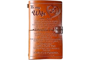 Giftrry Wife Gifts from Husband, To My Wife Leather Journal, 140 Page Wife Refillable Writing Journal, Anniversary Wedding Christmas Gifts for Wife from Husband, Romantic Gifts for her